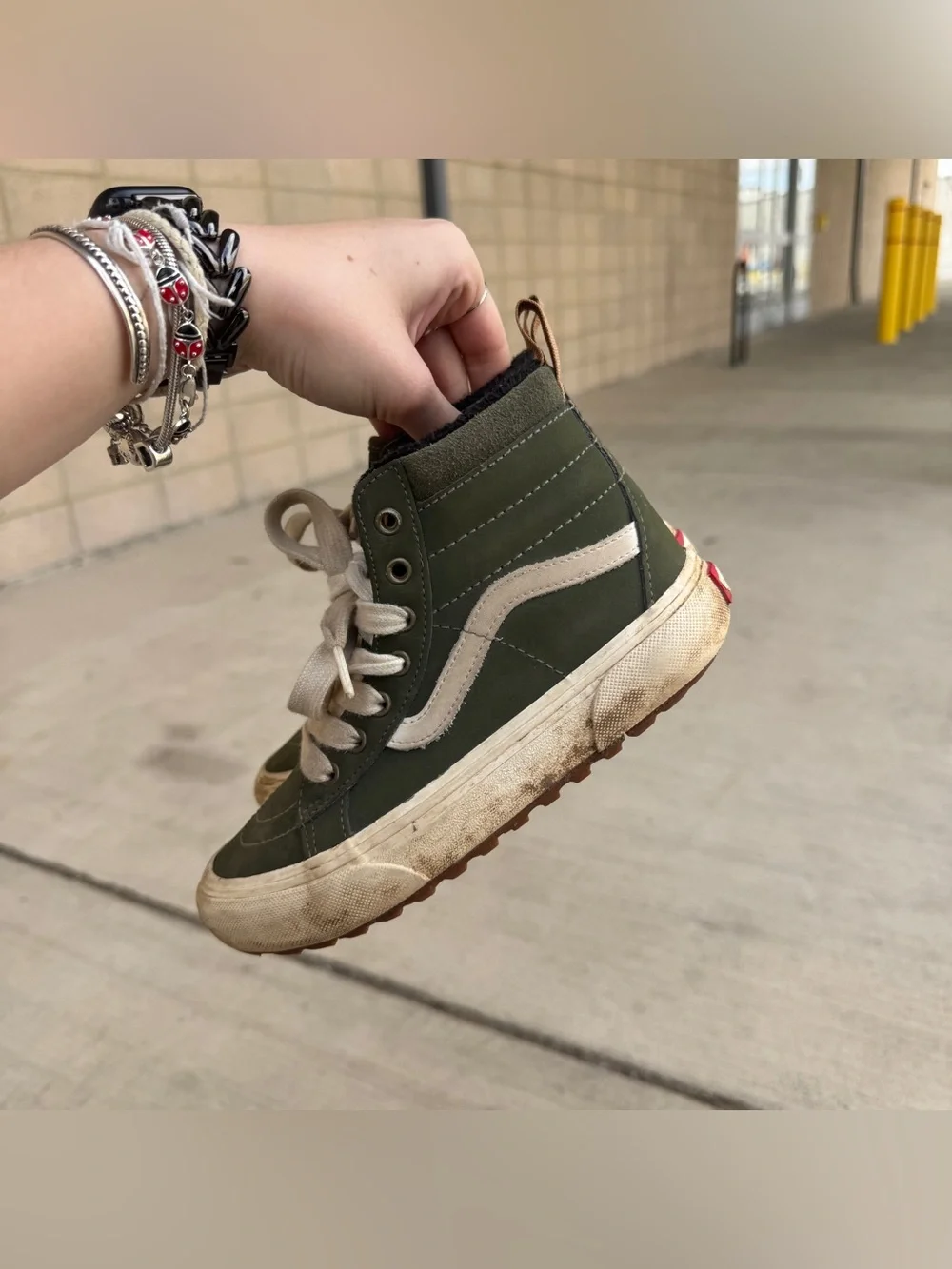 Kids Olive Green Elements High Top Vans